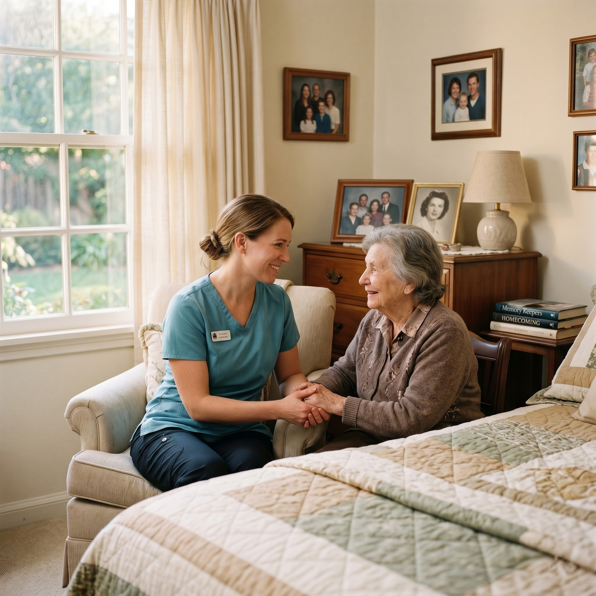 Familiar caregiver with elderly patient — continuity of care